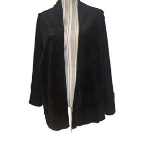 RAIN Woman Open Front Black Rolled Neck Showl Kimona Style Cardigan Jacket M